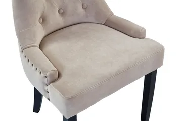 Viktoria Matstol & Köksstol i Sammet med Svarta Träben - Beige - Möbler - Matplats - Matstol & köksstol