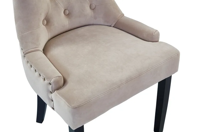 Viktoria Matstol & Köksstol i Sammet med Svarta Träben - Beige - Möbler - Matplats - Matstol & köksstol