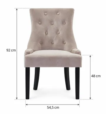 Viktoria Matstol & Köksstol i Sammet med Svarta Träben - Beige - Möbler - Matplats - Matstol & köksstol