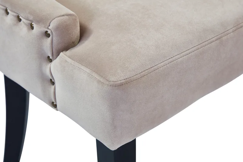 Viktoria Matstol & Köksstol i Sammet med Svarta Träben - Beige - Möbler - Matplats - Matstol & köksstol