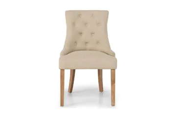 Viktoria Matstol & Köksstol i Tyg med Nitar och Bruna Träben - Beige - Möbler - Matplats - Matstol & köksstol