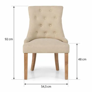 Viktoria Matstol & Köksstol i Tyg med Nitar och Bruna Träben - Beige - Möbler - Matplats - Matstol & köksstol