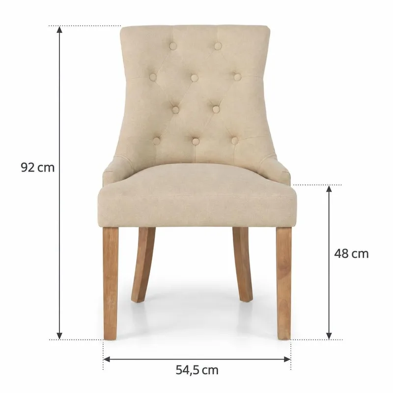 Viktoria Matstol & Köksstol i Tyg med Nitar och Bruna Träben - Beige - Möbler - Matplats - Matstol & köksstol