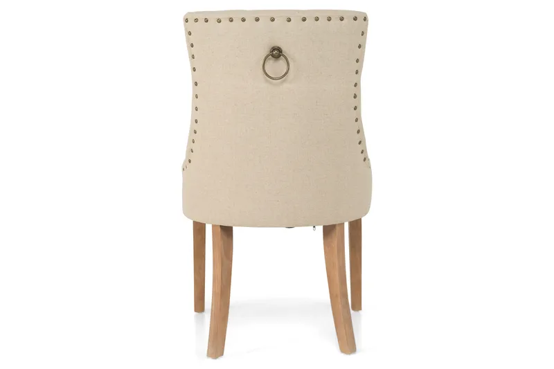 Viktoria Matstol & Köksstol i Tyg med Nitar och Bruna Träben - Beige - Möbler - Matplats - Matstol & köksstol