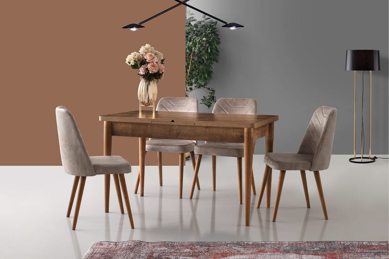 XAPHIA Matstol Valnöt/Beige - Möbler - Matplats - Matstol & köksstol