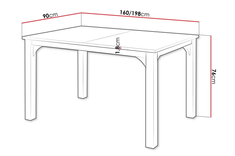Millport Matbord 198 cm - Svart/Vit - Möbler - Matplats - Matbord & köksbord