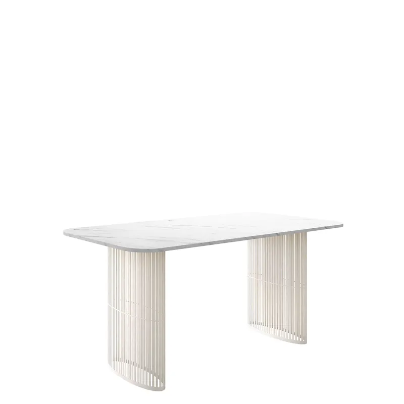 Mirion Matbord förlängningsbart 160-236 cm - beige / vit marmor - Möbler - Matplats - Matbord & köksbord