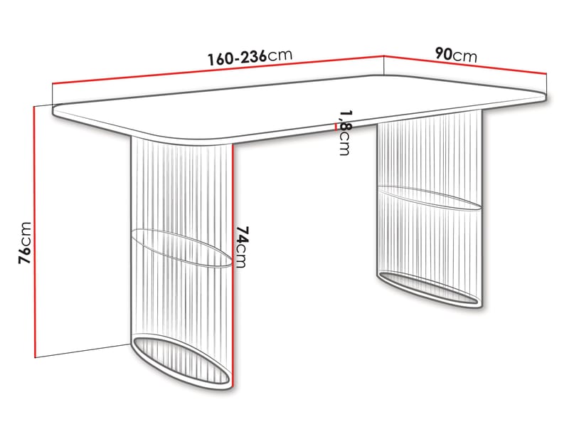 Mirion Matbord förlängningsbart 160-236 cm - Svart, vit - Möbler - Matplats - Matbord & köksbord