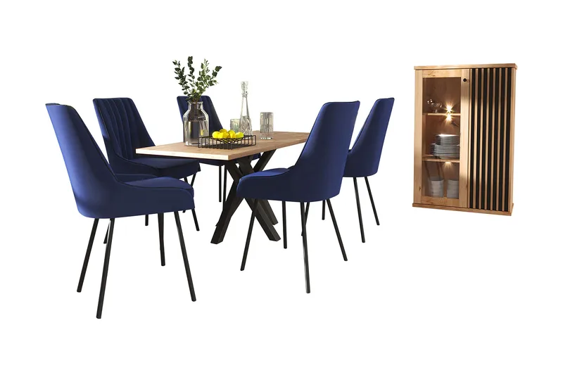 Aldbrough Möbeset för Matplats Vit LED - Trä/Svart - Möbler - Matplats - Möbelset för kök & matplats