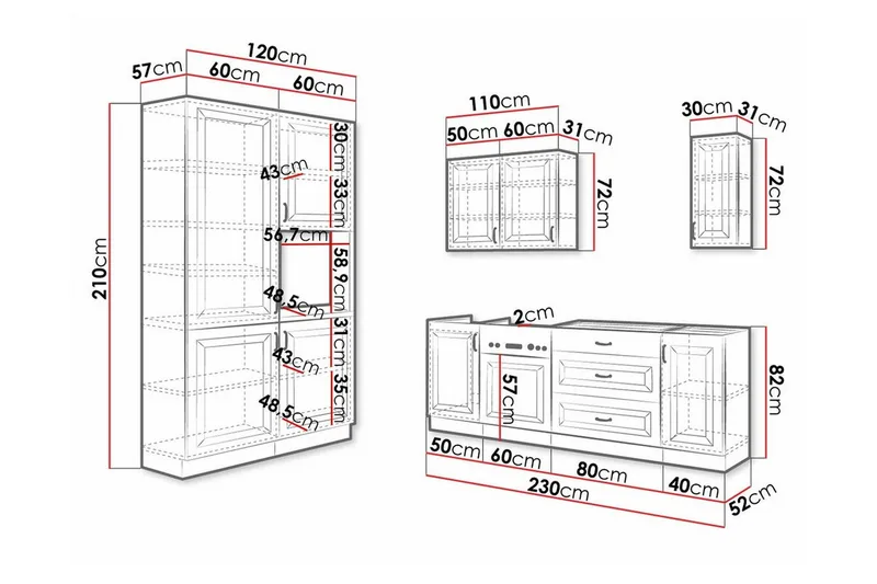 Templemore Möbelset För Kök & Matplats Black/Dark Wood - Möbler - Matplats - Möbelset för kök & matplats