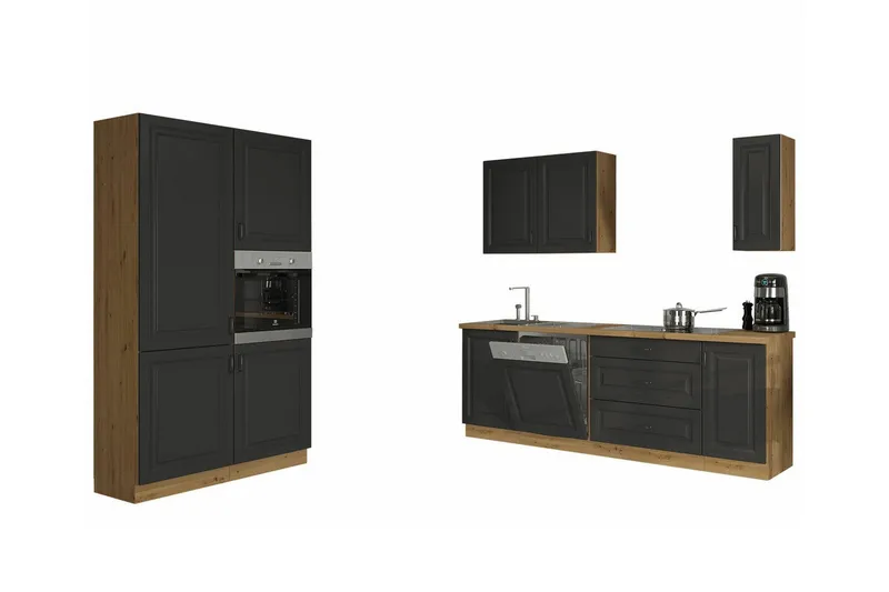 Templemore Möbelset För Kök & Matplats Black/Dark Wood