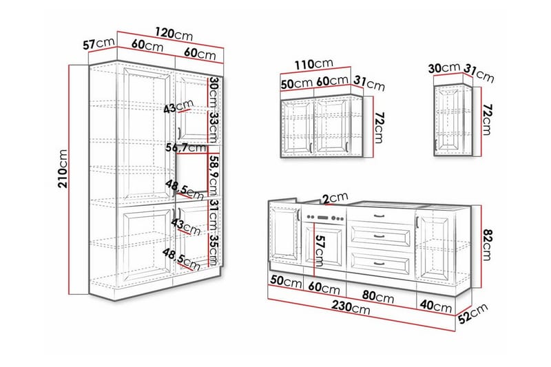 Templemore Möbelset För Kök & Matplats Black/Wood - Möbler - Matplats - Möbelset för kök & matplats