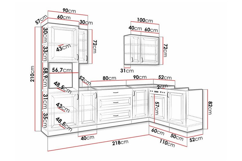 Templemore Möbelset För Kök & Matplats Black/Wood - Möbler - Matplats - Möbelset för kök & matplats