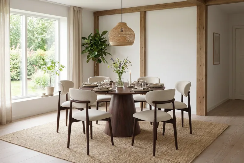 Molly Matstol i trä med tygsits - Valnöt/Beige - Möbler - Matplats - Matstol & köksstol