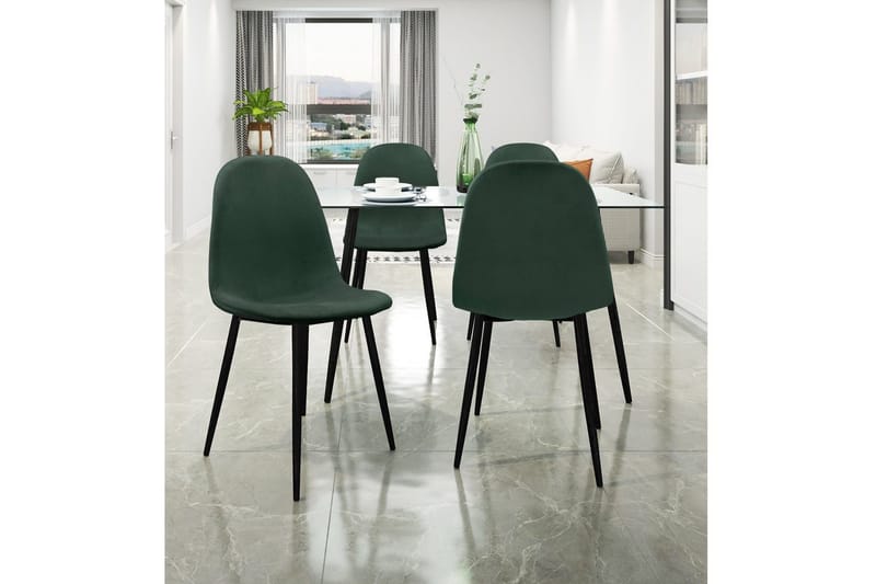 Monza Matstol i Sammet med Metallfinish - Grön - Möbler - Matplats - Matstol & köksstol