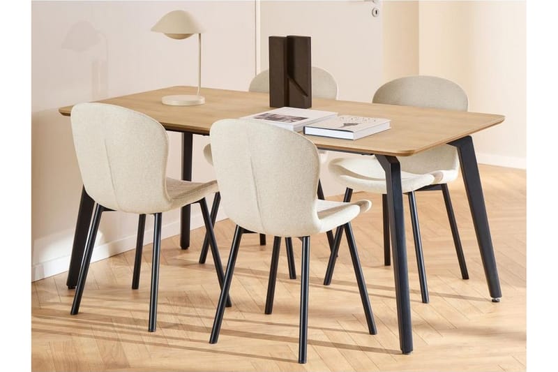 Motona Matgrupp 160 cm + 4 st Amrita Matstolar - Svart/Beige - Möbler - Matplats - Matgrupp & matbord med stolar