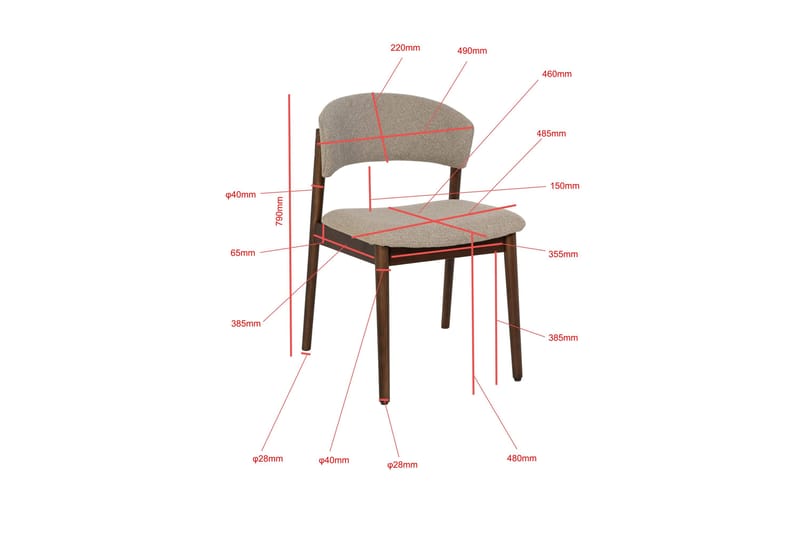 Nala Matstol i trä med tygsits - Valnöt/Greige - Möbler - Matplats - Matstol & köksstol
