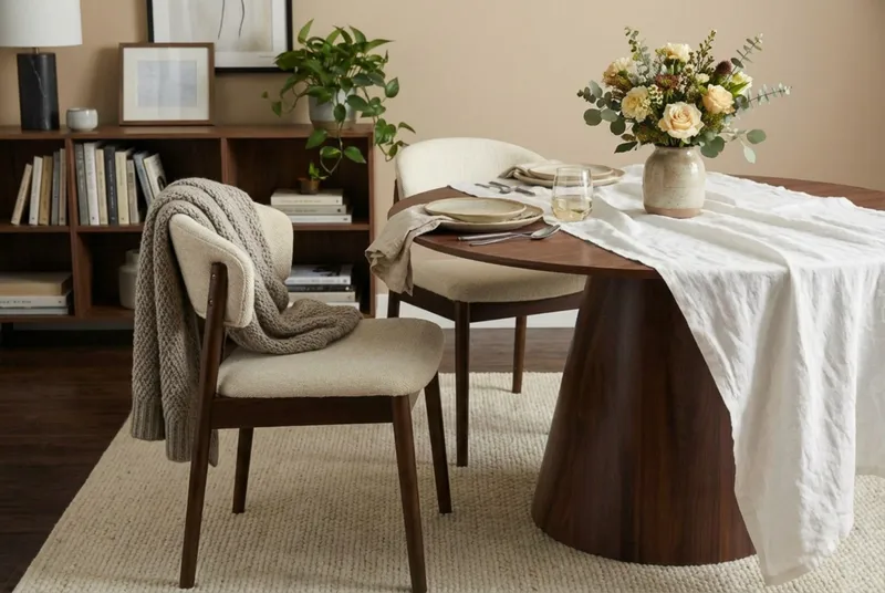 Nala Matstol i trä med tygsits - Valnöt/Greige - Möbler - Matplats - Matstol & köksstol