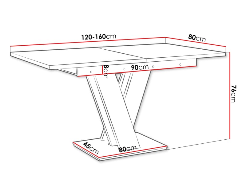 Nand Förlängningsbart Matbord 120-160 cm Rektangulär - Svart - Möbler - Matplats - Matbord & köksbord