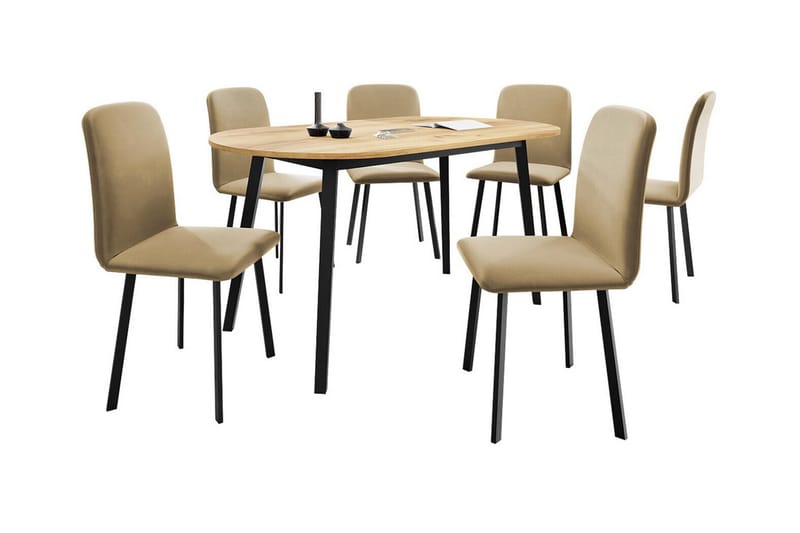 Narberth Matgrupp Beige/Svart/Brun - Matgrupp & matbord med stolar
