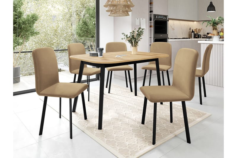 Narberth Matgrupp Beige/Svart/Vit - Matgrupp & matbord med stolar