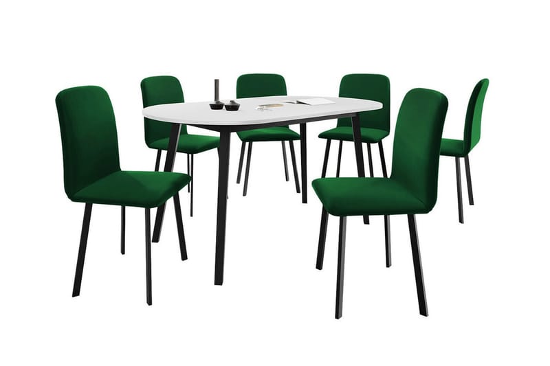 Narberth Matgrupp Grön/Vit/Svart - Matgrupp & matbord med stolar
