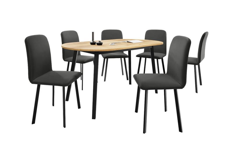 Narberth Matgrupp Mörkgrå/Trä - Matgrupp & matbord med stolar