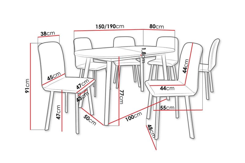 Narberth Matgrupp Svart/Grå/Beige/Adara 4 + Adara 3 - Matgrupp & matbord med stolar