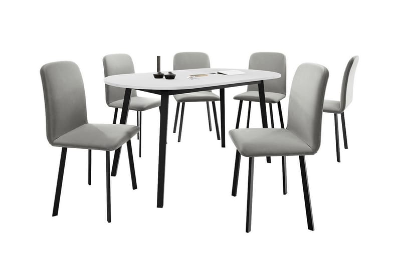 Narberth Matgrupp Svart/Grå/Vit - Matgrupp & matbord med stolar