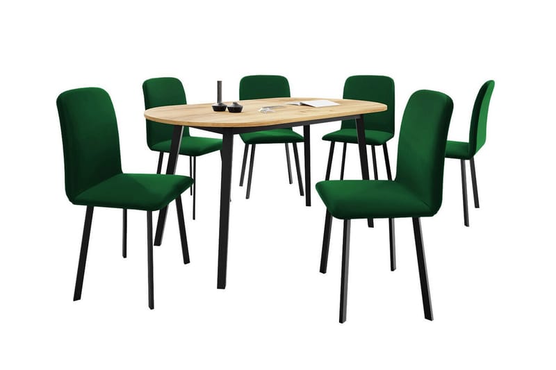 Narberth Matgrupp Svart/Grön - Matgrupp & matbord med stolar