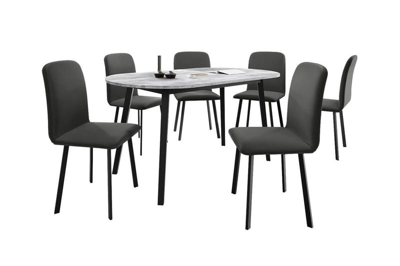 Narberth Matgrupp Svart/Marmor - Matgrupp & matbord med stolar