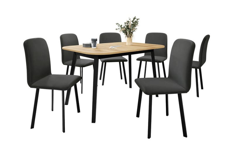 Narberth Matgrupp Svart/Trä - Matgrupp & matbord med stolar