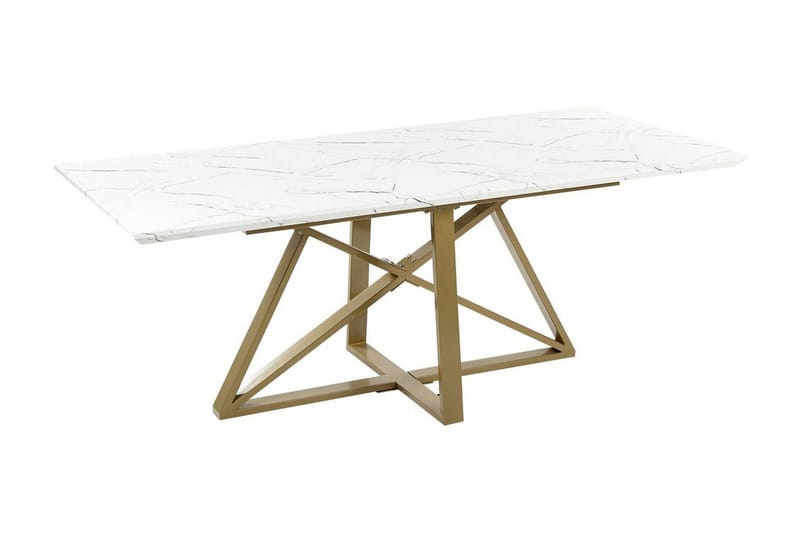 Nettuno Matbord Förlängningsbart 160-200x90 cm - Vit/Guld - Möbler - Matplats - Matbord & köksbord
