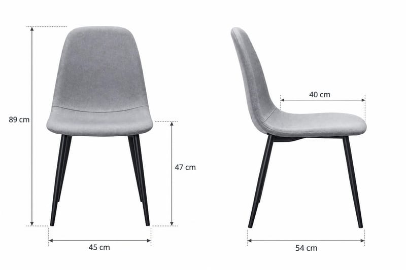 Nibe Matstol & Köksstol i Tyg med Svarta Metallben - Grå - Möbler - Matplats - Matstol & köksstol
