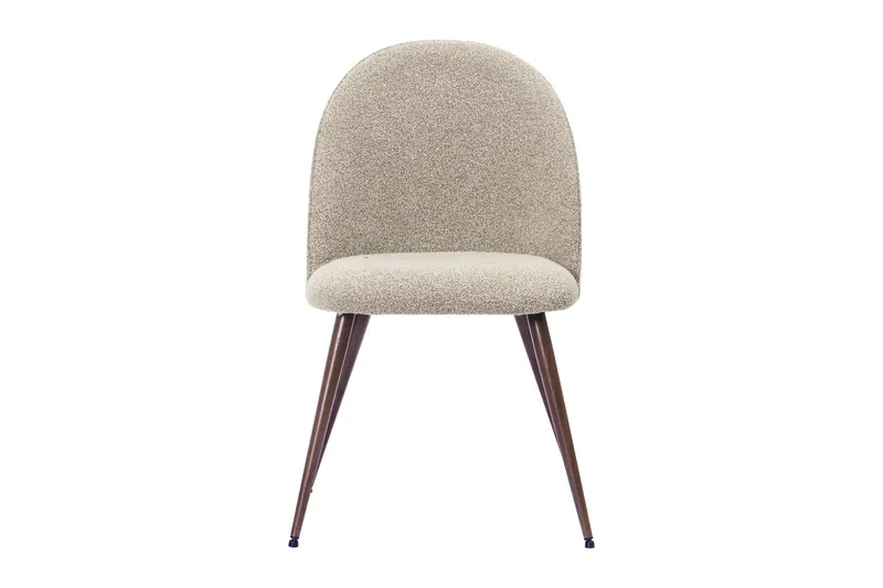 Nibe Plus Matstol - Greige Bouclé / Metallben Valnöt - Möbler - Matplats - Matstol & köksstol