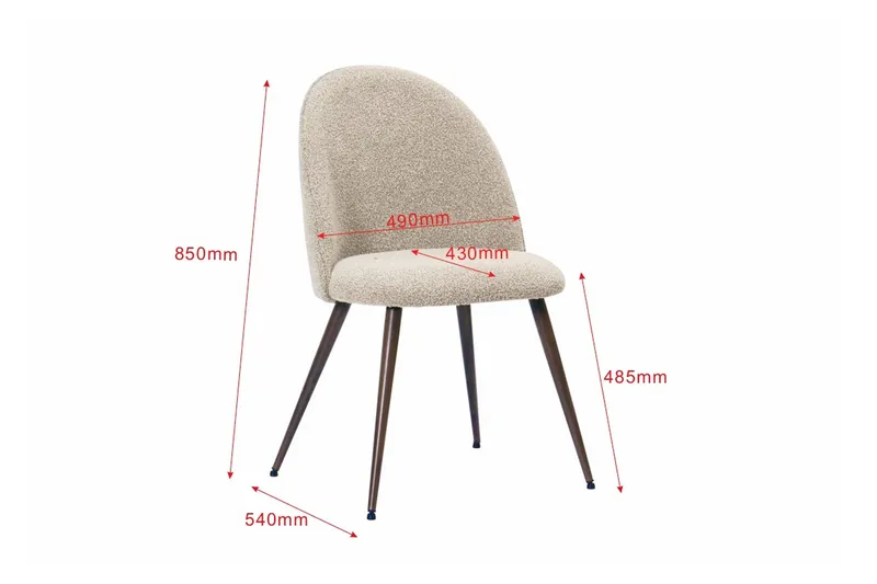 Nibe Plus Matstol - Greige Bouclé / Metallben Valnöt - Möbler - Matplats - Matstol & köksstol