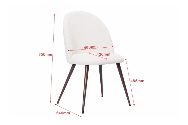 Nibe Plus Matstol - Vit Bouclé / Metallben Valnöt - Möbler - Matplats - Matstol & köksstol