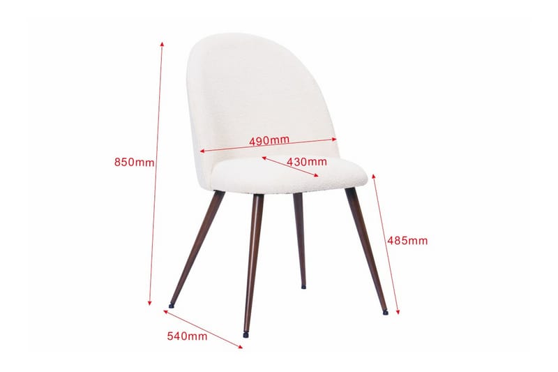 Nibe Plus Matstol - Vit Bouclé / Metallben Valnöt - Möbler - Matplats - Matstol & köksstol