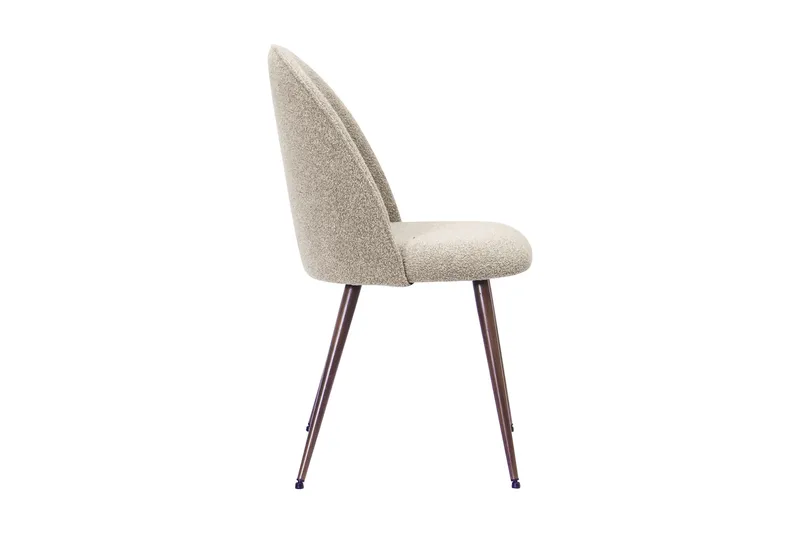 Nibe Plus Matstol - Greige Bouclé / Metallben Valnöt - Möbler - Matplats - Matstol & köksstol