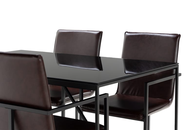 NIJOU Matbord 140 Glas/Metall + 4st PERAMOLA Matstol - Matgrupp & matbord med stolar
