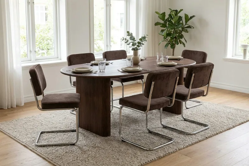 Noira Förlängningsbart Matbord 160/220x100 cm Fanér - Valnöt - Möbler - Matplats - Matbord & köksbord