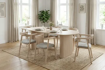 Noira Förlängningsbart Matbord 160/220x100 cm Fanér - Vitlaserad ek - Möbler - Matplats - Matbord & köksbord