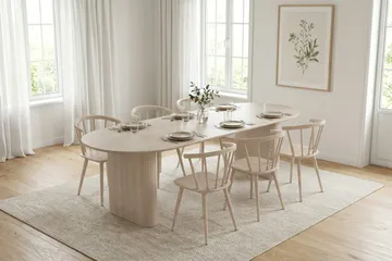 Noira Förlängningsbart Matbord 220/320x100 cm Fanér - Vitlaserad ek - Möbler - Matplats - Matbord & köksbord