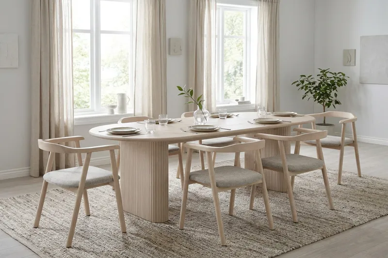 Noira Matbord 180x90 cm Fanér - Vitlaserad ek - Möbler - Matplats - Matbord & köksbord