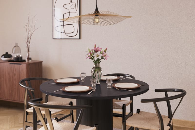 Noira Matgrupp 120 cm Ek Rund med 4 Dastoori Matstol - Möbler - Matplats - Matgrupp & matbord med stolar