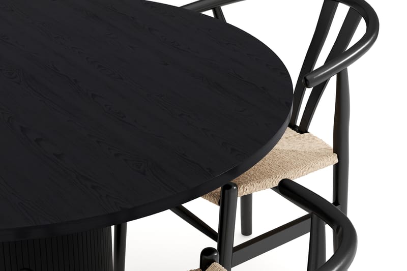 Noira Matgrupp 120 cm Massiv Ek Rund med 4 Dastoori Matstol - 2220067-4,2206128-1 - Svart - Möbler - Matplats - Matgrupp & matbord med stolar