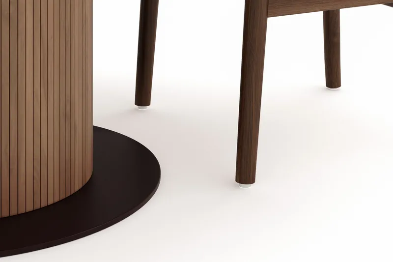 Noira Matgrupp 120 cm Massiv Valnöt Rund med 4 Dastoori Matstol - 2220070-4,2098428-1 - Brun / Beige / Valnöt - Möbler - Matplats - Matgrupp & matbord med stolar