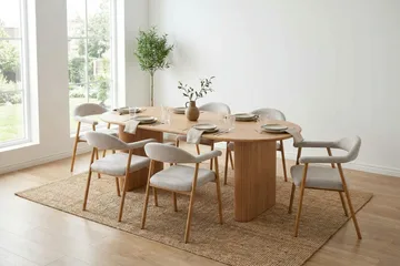 Noira Matgrupp 160-220 cm förlängningsbart i Ek med 6 Ronja Matstolar - Ek - Möbler - Matplats - Matgrupp & matbord med stolar