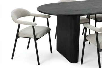 Noira Matgrupp 160-220 cm förlängningsbart i Svart med 6 Ronja Matstolar - Svartlaserad ek - Möbler - Matplats - Matgrupp & matbord med stolar