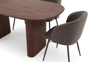 Noira Matgrupp 160-220 cm förlängningsbart med 6 Greya Mastolar - Valnöt - Möbler - Matplats - Matgrupp & matbord med stolar